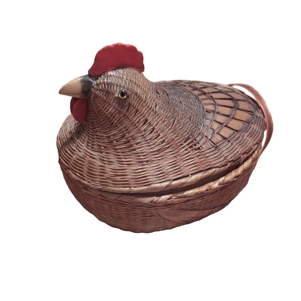 Shanghai Handicrafts Chicken Basket Wicker Wood Storage Basket Handmade 6"